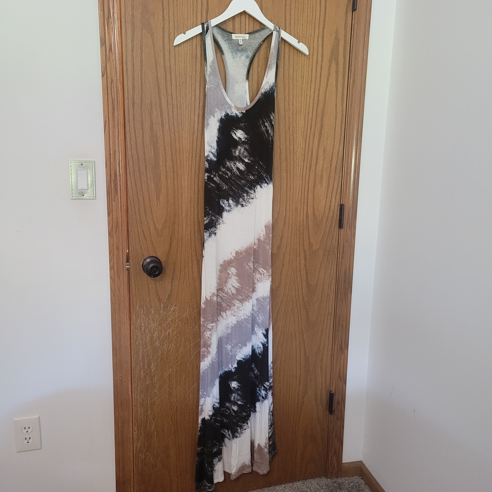 Monteau Black and White Tie-Dye Maxi Dress